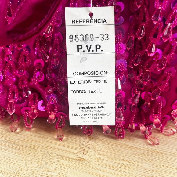 NWT Menbur Beaded Sequin Satin Evening Clutch Pink 98309-33 - Picture 3 of 8